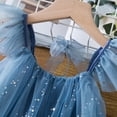 thumbnail image 6 of FINALGANG Girls Kids Sequin Tulle Dress Ruffle Spaghetti Straps Square Neck Flowy Skirt Princess Party Dress For Party Daily Wear Blue 7-8 Years, 6 of 9