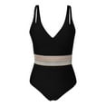 thumbnail image 2 of Summer One Piece Swimsuit for Women with Chest Cushion Mesh Deep V-Neck Adjustable Strap Bathing Suit Swimwear Bikini for Women Beach Fashion, 2 of 3