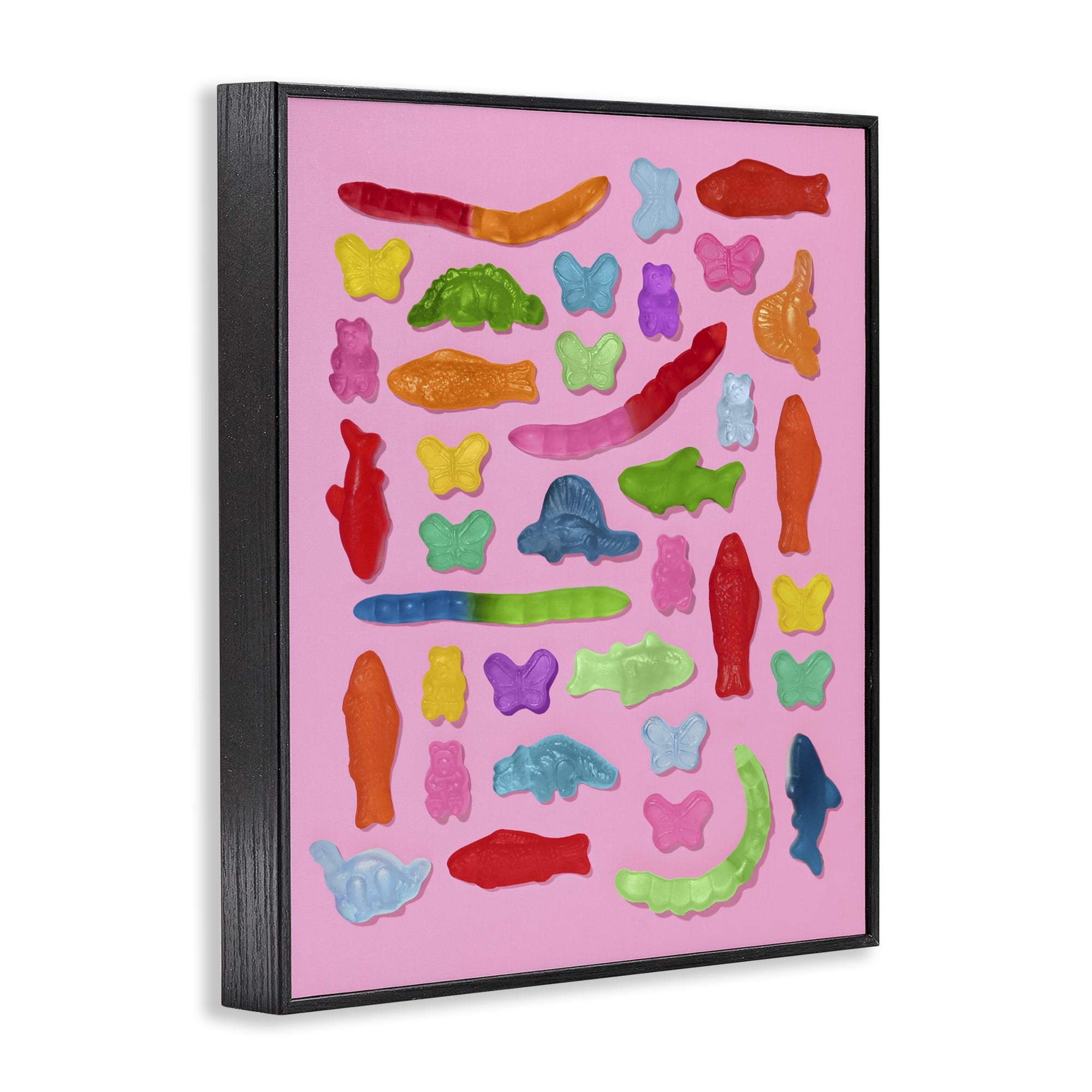 Stupell Industries Pink Gummy Animal Collage Black Framed Giclee Art, design by LISH Creative