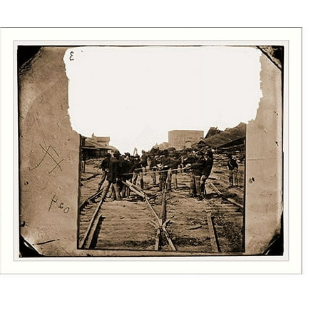 Historic Print, Atlanta Georgia. Shermans men tearing up railroad track, 18" x 24"