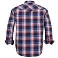 thumbnail image 2 of Coevals Club Mens Pearl Snap Plaid Western Cowboy Button Up Long Sleeve Shirts Blue White Orange 15 Small, 2 of 7
