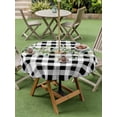 thumbnail image 4 of Outdoor Tablecloth with Umbrella Hole for Patio/Picnic/Party/Camping, Green Eucalyptus Leaves Waterproof Table Cloth Round Cover Washable, Black White Plaid Farmhouse Watercolor (Dia 60"), 4 of 8