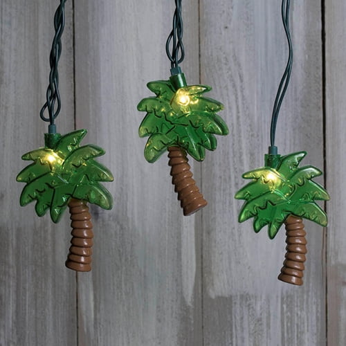 Novelty String Lights String Lights Tropical Palm Trees Outdoor Green Wire 11 ft. Plug In