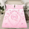 thumbnail image 2 of Manfei Girly Pink Monogrammed Q Full Size Sheets, Princess Cartoon Bowknot Bed Sheets, Sequin Print Sheet Sets, Breathable Home Decor, 4-Piece, 2 of 7