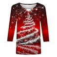 thumbnail image 4 of LEKWK Dressy Christmas Tops for Women Xmas Tree Crew Neck 3/4 Sleeve Tshirts Christmas Outfits for Women 2025 Christmas Sweatshirts for Women 2025, 4 of 5