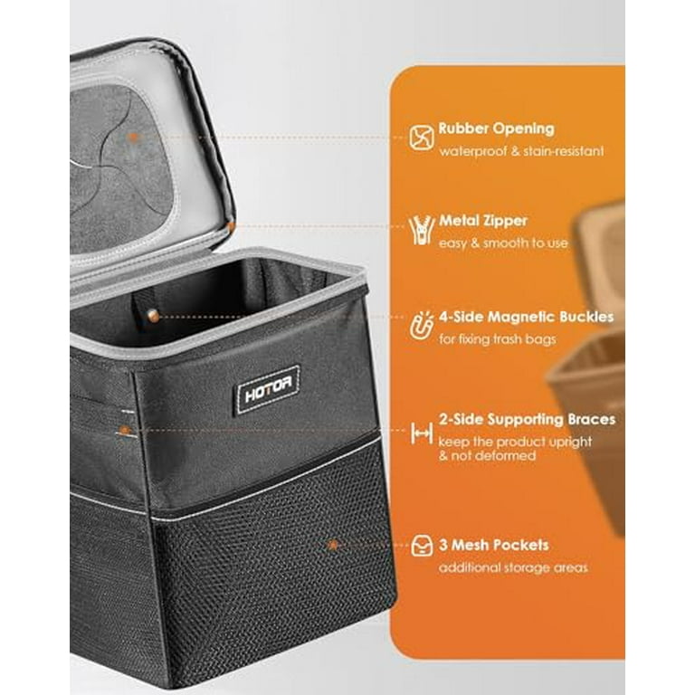 xuenair Mini Car Trash Can with Lid, Cup Holder Trash Can for Car with 3  Rolls Mini Trash Bags, Waterproof Small Car Garbage Can for Car Home Office