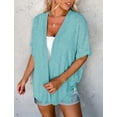 thumbnail image 4 of Merokeety Womens Summer Lightweight Kimono Cardigan Short Sleeve Beach Cover Ups LakeBlue S, 4 of 8