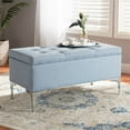 thumbnail image 2 of Bowery Hill Fabric Upholstered and Silver Finished Metal Storage Ottoman, 2 of 9