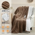 thumbnail image 2 of Sheet&Joy Heated Blanket Electric Brown King - 100"x90" Duall Controllers Heating Blanket 10 Hours Auto-Off 8 Heat Level Over-Heat Protection Ribbed Flannel Sherpa Electric ETL Certification, 2 of 8