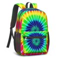 thumbnail image 2 of Green and Yellow Tie Dye Pattern 17" Waterproof Oxford School Backpacks for Teens, S-Shape Padded Straps, for School, Travel, Hiking, Camping, 2 of 5