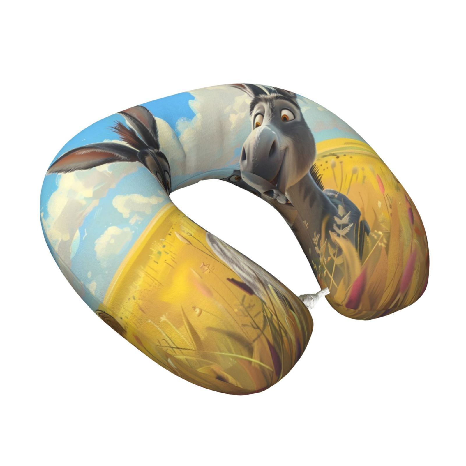 Xecao Funny Countryside Donkey Print Memory Foam Cervical Neck Pillow Versatile U-Shaped Pillows for Home,Office,Camping,Travelling,Soft Washable Cover