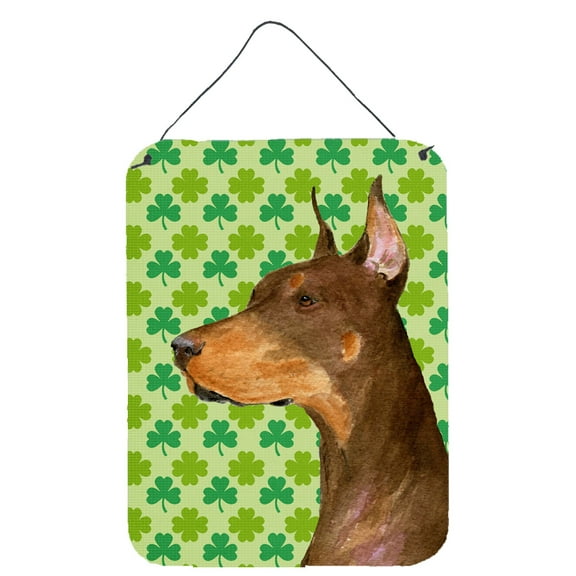Carolines Treasures SS4399DS1216 Doberman St. Patricks Day Shamrock Portrait Wall or Door Hanging Prints 12WX16H