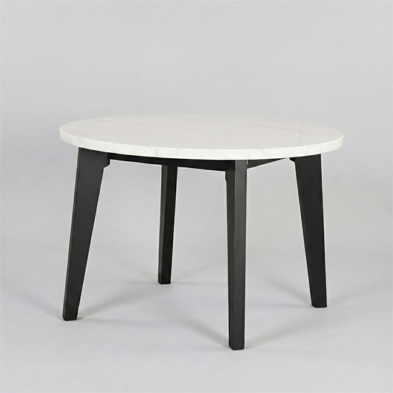 Furniture of America Dorth 45" Round Indoor Dining Table, Black and White