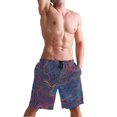 thumbnail image 5 of Dailycode Men's Quick Dry Swim Trunks Beach Shorts Casual Summer Board Shorts with Pockets, Neon Topography Lines, 5 of 8
