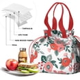 thumbnail image 4 of Pioneer Flower Floral Print Pattern Drawstring Lunch Bag Women - Drawstring Lunch Bag Insulated for Work Office - Stain-Resistant Large Lunchbags for Women with Multi-Pockets, 4 of 6