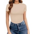thumbnail image 2 of Camisetas de manga corta con cuello redondo MANGOPOP para mujer, 2 of 5