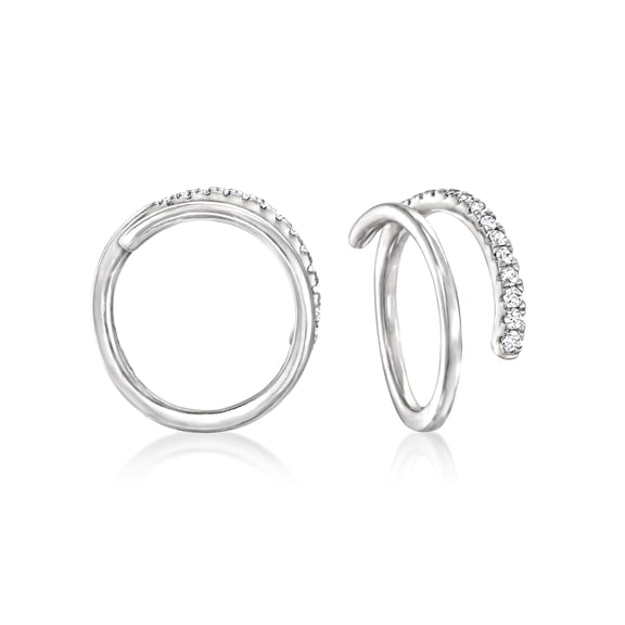 Pure Collection by Ross-Simons 0.10 ct. t.w. Diamond Spiral Hoop Earrings in Sterling Silver, Women's, Adult