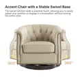 thumbnail image 3 of Genuine Leather Accent Chair with 360-Degree Swivel Base Nailhead Trims Armchair Apartment White, 3 of 7