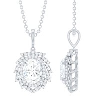 Rosec Jewels Lab Grown Diamond Cocktail Pendant with Chain (EF-VS Quality) - Ready to Gift, 10K White Gold