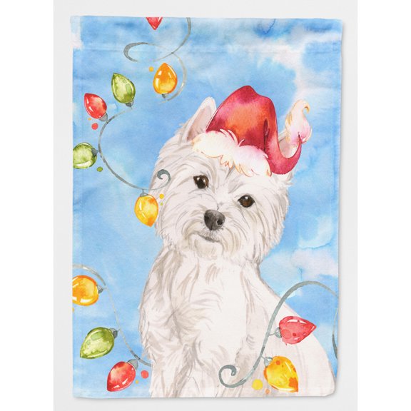 Carolines Treasures CK2511CHF Christmas Lights Westie Flag Canvas House Size  Large multicolor