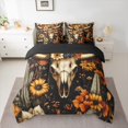 thumbnail image 2 of Manfei Vintage Bull Skull 7 Pieces Bedding Comforter Set,Retro Rustic Flower Full Bedding Set,Desert Plant Cactus Fitted Sheet Flat Sheet For Boys Girls,Microfiber Bedroom Decor Reversible, 2 of 8