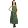 thumbnail image 1 of Bimba Robe Décontractée pour Femmes en Coton Modal Vert Sauge avec Bretelles Spaghetti et Foulard - 24, 1 of 6
