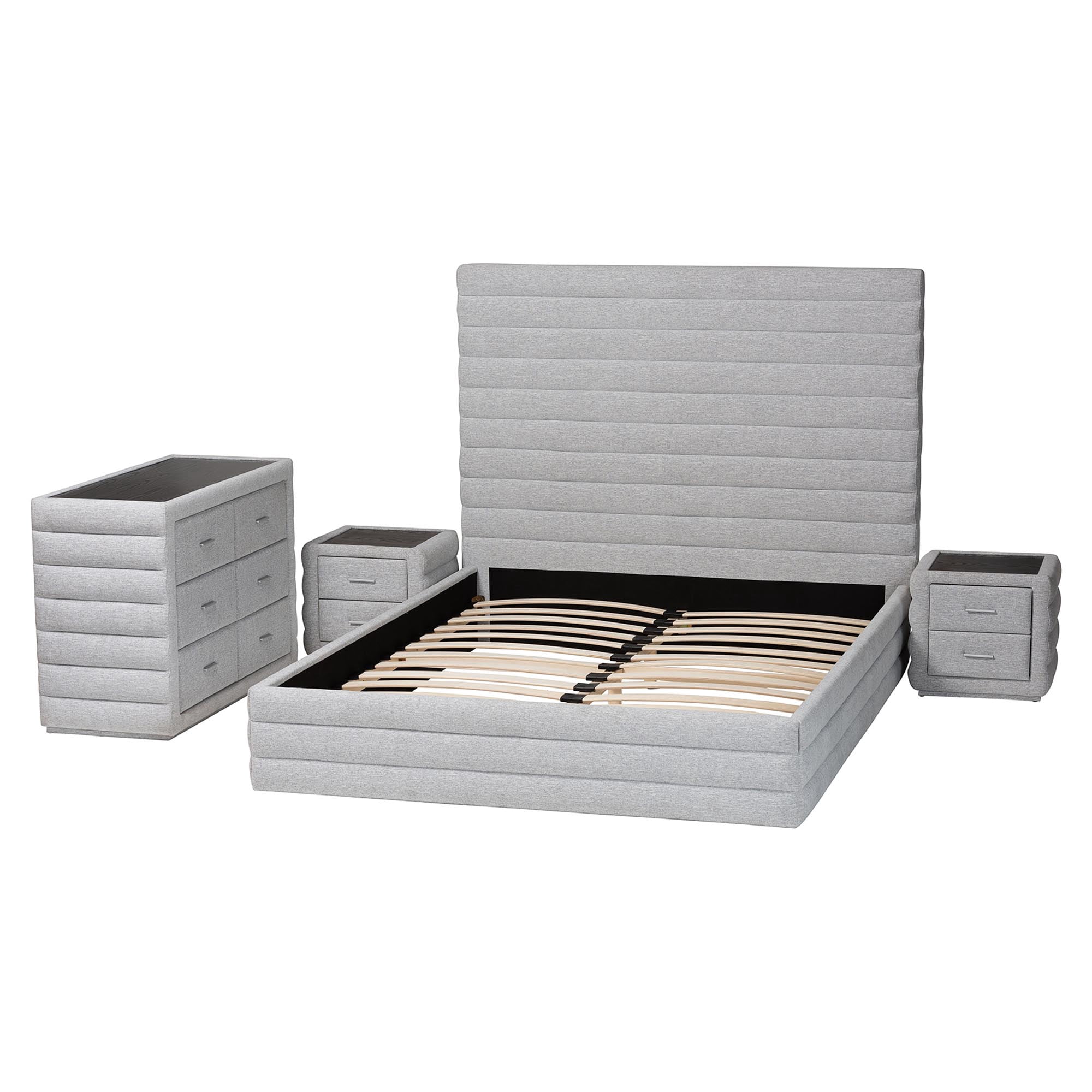 Baxton Studio Cadmus Modern Bedroom Set, Queen, Light Grey