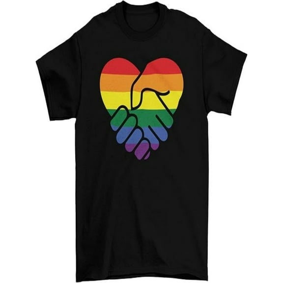 BESTLUCKY Unisex - Fitted Pride Short Sleeve T - Shirt, with a Rainbow Heart Design That Echoes Inclusivity Messages