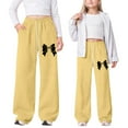 thumbnail image 3 of Kiijoy Tween Girls Bow Sweatpants Loose Fit Straight Leg Casual Pants with Pockets, Sizes 12-13, 3 of 3