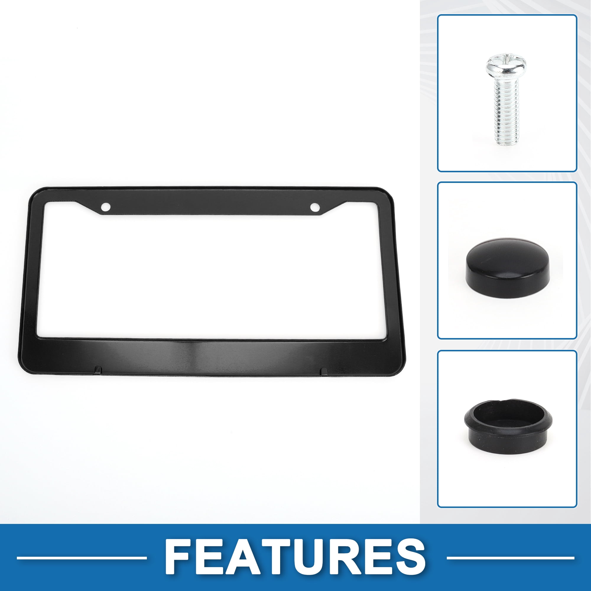Unique Bargains Durable Aluminum Alloy License Plate Holder Black