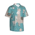 thumbnail image 2 of Kll Men'S Hawaiian Shirt Short Sleeve Button Down Beach Shirts-Teal Mama Llama, 2 of 8