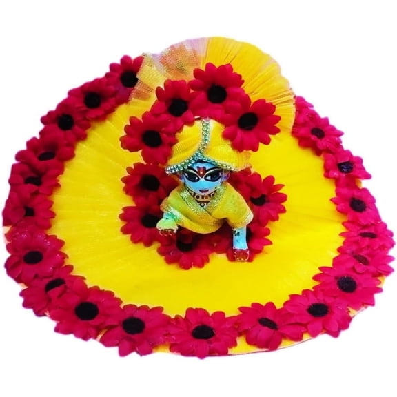 Multicolor Laddu Bal Gopal Net & Satin Dress Comfortable Traditional Gift for Janmashtami