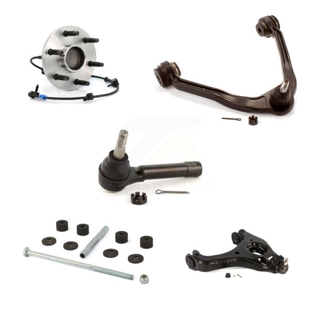 Transit Auto Ensemble de Roulement de Moyeu avant Droit avec Bras de Commande Inférieur et Rotule, Tige de Liaison Extérieure et Barre Stabilisatrice (5 Pcs) pour Chevrolet GMC Silverado 1500 Sierra Classic K7T-107386