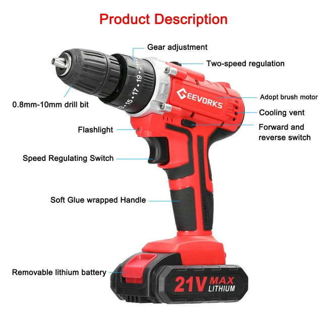 Drilling Tool,Speed Speed Rotation 25 Of Torques Of Torques Adjustable 2 Speed Speed 3 Modes 2 Rotation Adjustment 25 Modes 2 Speed Drill 3 Modes 21v Drill 3 Torques Adjustable Lithium Dsfen