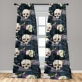 thumbnail image 4 of Ambesonne Goth Night Curtains, Misty Woods Lunar Moth, Pair of 28"x95", Slate Blue Beige Ivory, 4 of 5