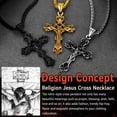 thumbnail image 4 of FaithHeart Crucifix Cross Necklace for Men Black Antique Stainless Steel Christian Jesus Piece Pendant Church Praying Jewelry Dad Father's Day Gift, 4 of 7