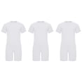 thumbnail image 2 of Raenseen Little Girls Boys Ruffle Jumpsuit High Waist Rompers Overalls One Piece Solid Bodysuit Wide Leg Shorts White 14, 2 of 4