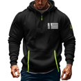 thumbnail image 2 of Htigea Men's Tactical Hoodie Thin Fleece Jacket Winter Warm Full-Zip Military Army Outdoor Hiking Coat with 7 Zip-Pockets Fall Savings Black,M, 2 of 4