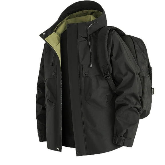 Xzbqbs Mens Waterproof Jacket Lightweight Hooded Rain Coat Fashion Insulated Outdoor Raincoat Softshell Jacket for Hiking Travel