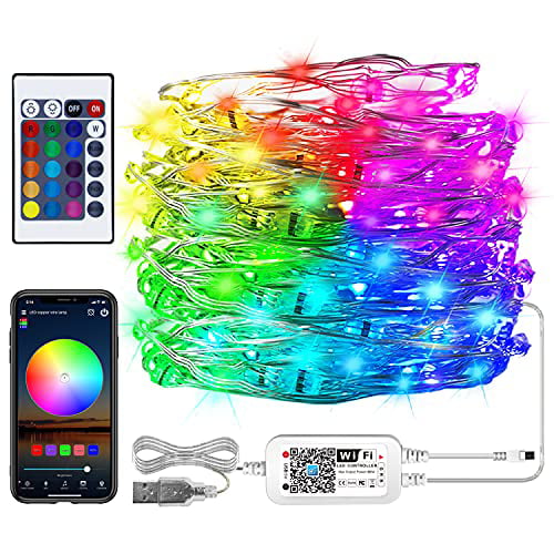 100 LED Smart WiFi Control RGB Fairy String Light Waterproof With Remote Control 