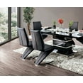 thumbnail image 5 of Dining Room Furniture Dining Table w Leaf and 6 Side Chairs 7pc Dining Set Black Leatherette Z Design Chair High Gloss Lacquer Metal, 5 of 10