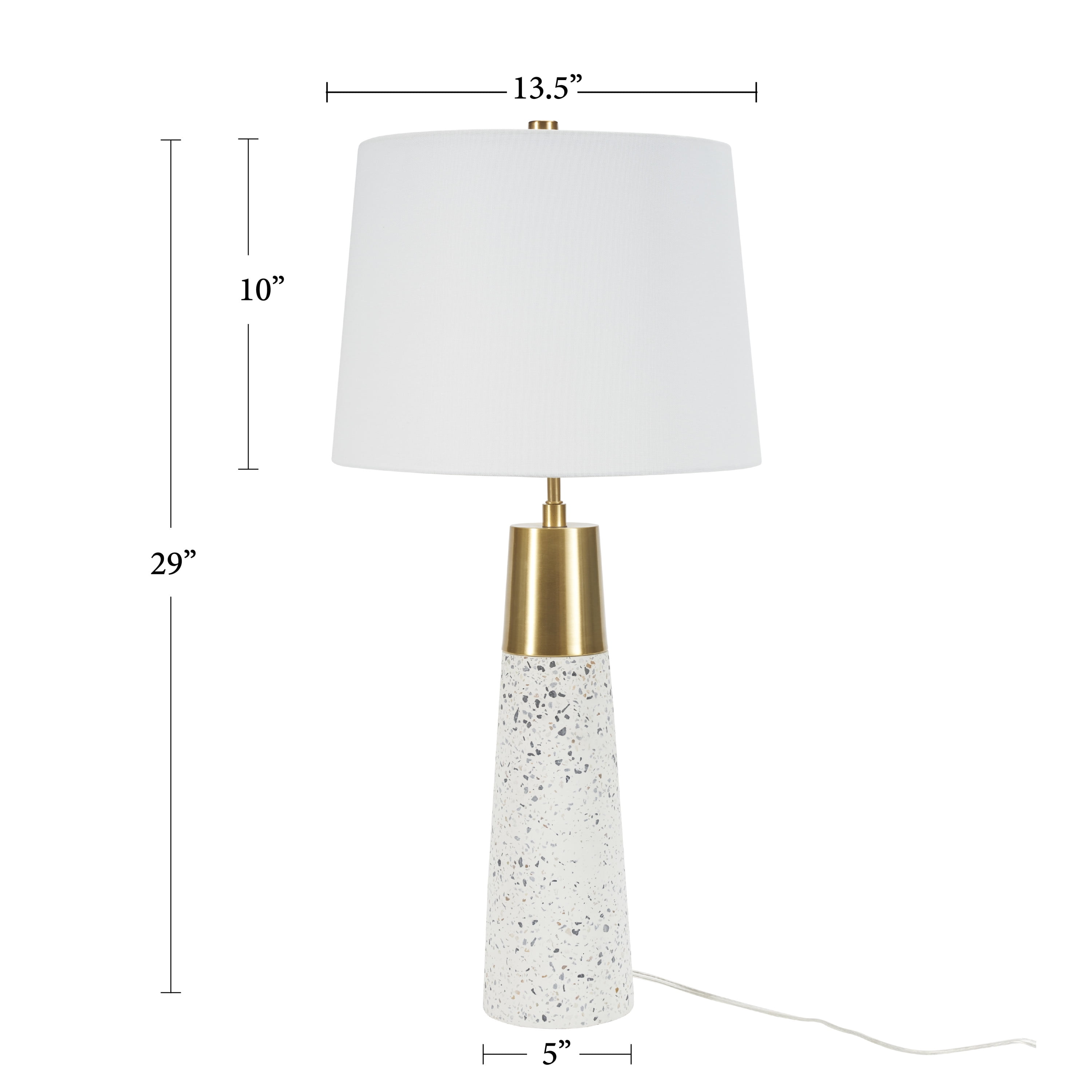 Nourison 29"  Elegant White/Gold Terrazzo Table Lamp, Contemporary, Modern, Glam for Bedroom, Living Room, Office, End Table, Coffee Table
