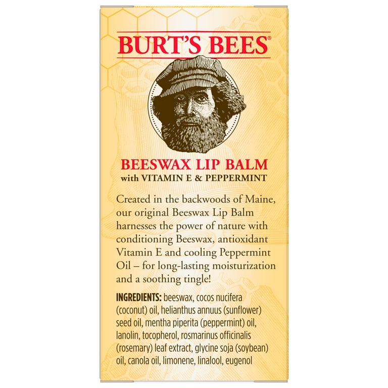 Burt's Bees 100% Natural Moisturizing Lip Balm with Beeswax, Vitamin E &  Peppermint Oil, 3 Count 