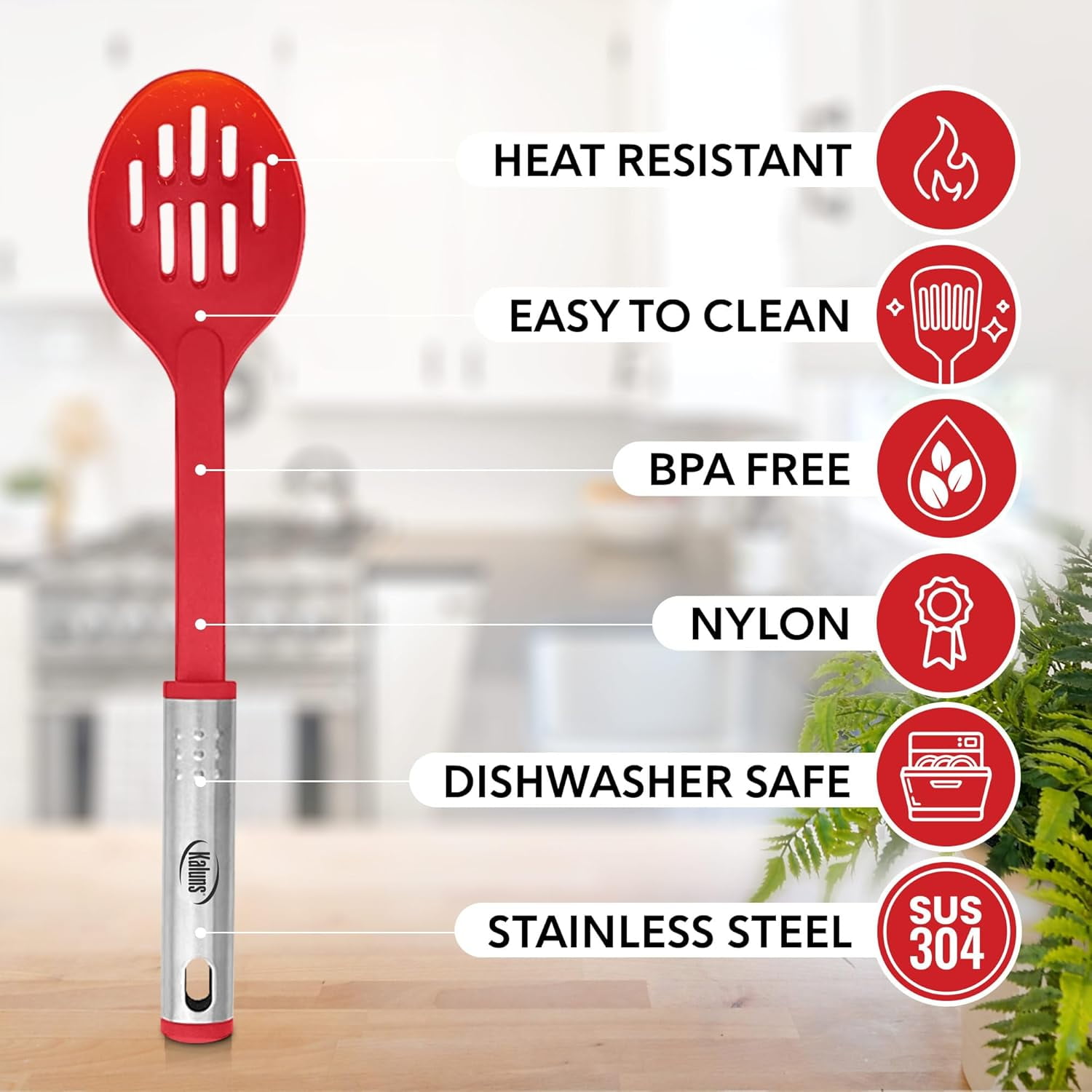 Kaluns 10 Pcs Kitchen Utensils Set – Nylon & Stainless Steel Cooking Utensil Set – Non-Stick, Heat Resistant Cookware Utensils – Kitchen Essentials