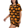 thumbnail image 2 of Lsque Orange Pumpkin And Autumn Maple Women's Short-Sleeved Pajama Set - 2 Piece Soft and Lightweight Sleepwear Set-Medium, 2 of 9