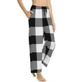 thumbnail image 2 of Uemuo White And Black Plaid Pattern Women's Wide Leg Palazzo Lounge Pants with Pockets Light Weight Loose Comfy Casual Pajama Pants-Large, 2 of 9