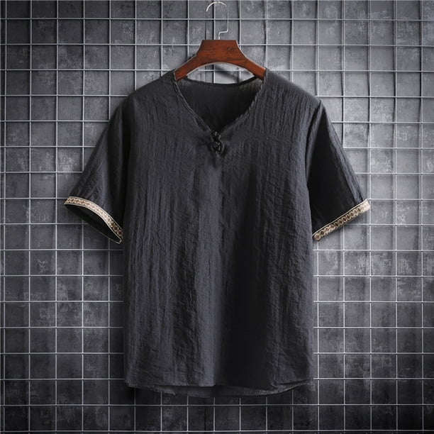 pstuiky camisetas de hombre, Camisa informal de manga corta con cuello en V para hombre, cómoda y a la moda. camisas casuales para hombre xxl