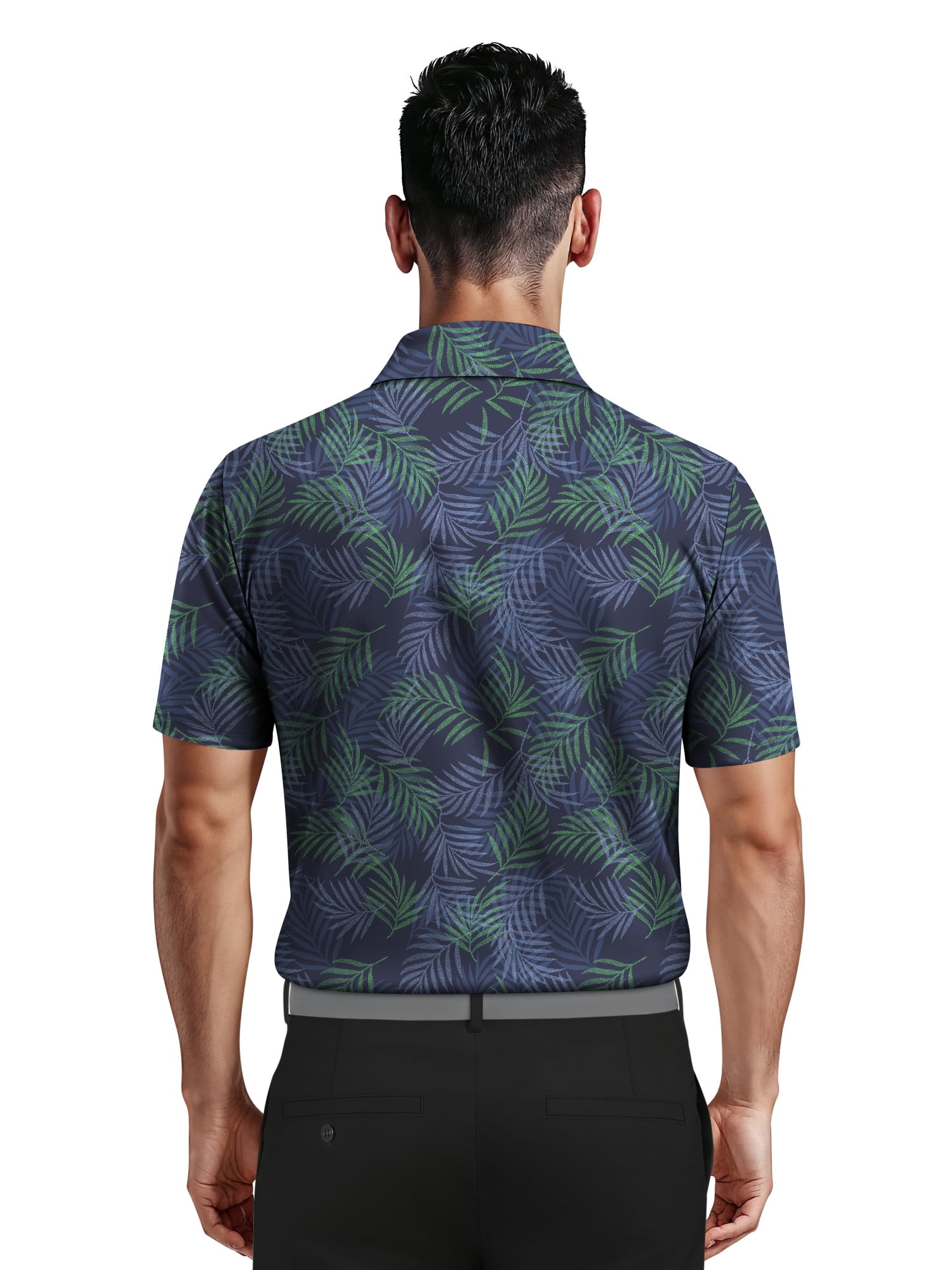 Ben Hogan Men's & Big Men's Performance Textured Multi-color Tropical Short Sleeve Polo Shirt, up to 5XL