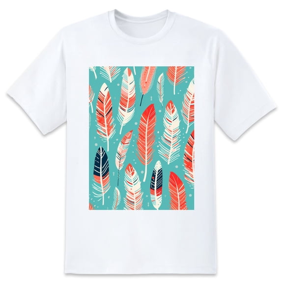 Basic Oversize Tees For WomenFeather Loose Boyfriend Shirts Casual Blouse round neck