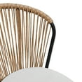 Light Brown Ratten and Black Metal Patio Outdoor Dining Chair with